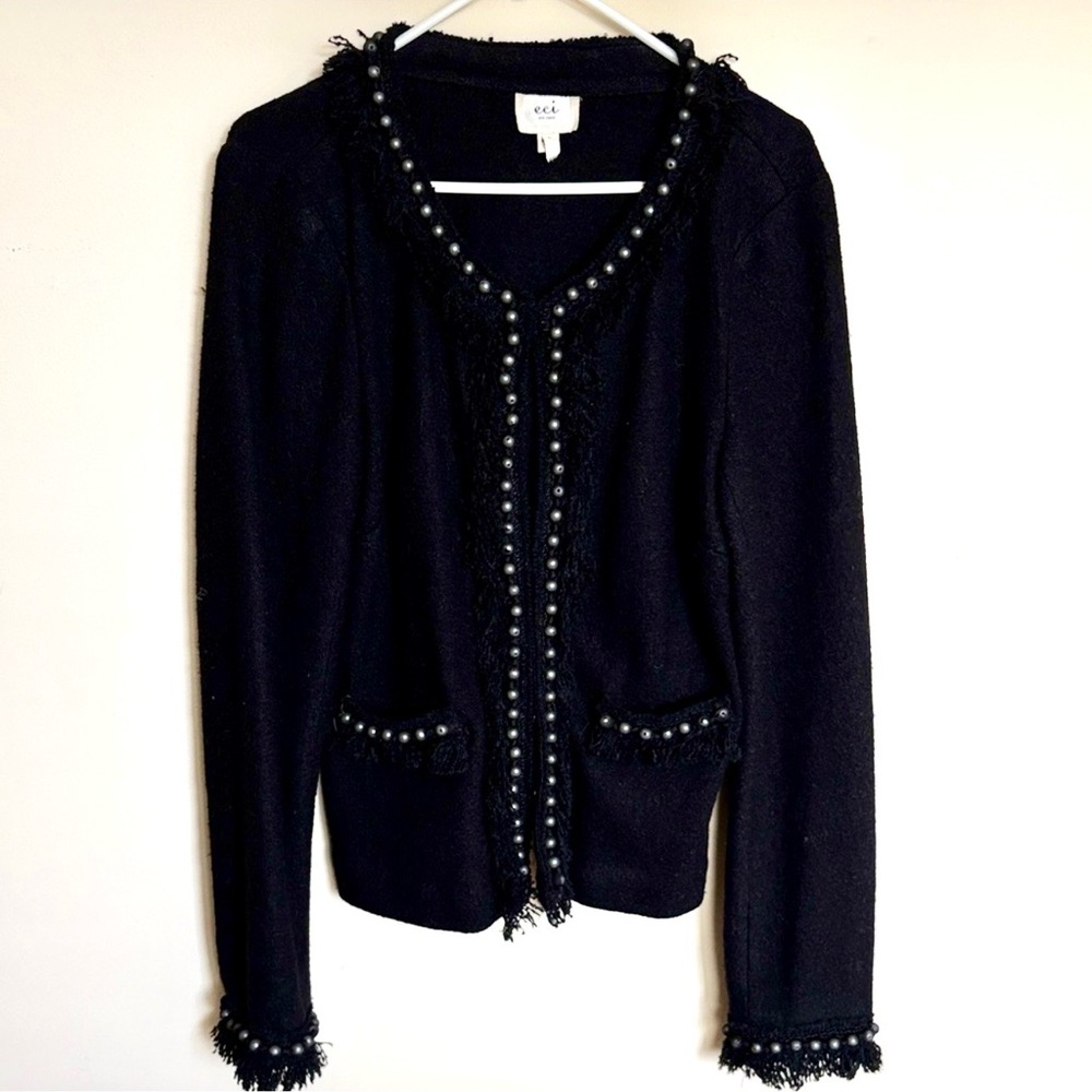 ECI New York Black Beaded Jacket size Large